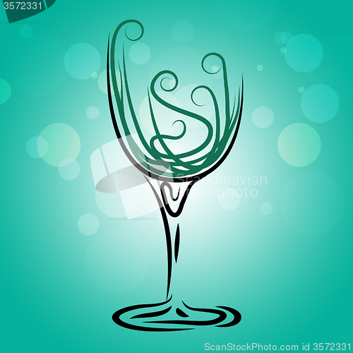 Image of Wine Glass Shows Party Fun And Wineglass