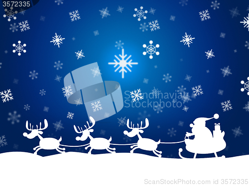 Image of Reindeer Santa Shows Winter Snow And Congratulation