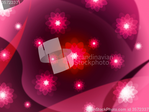 Image of Floral Red Shows Blooming Template And Florals