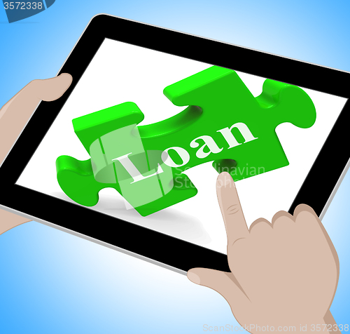 Image of Loan Tablet Shows Credit Or Borrowing On Internet
