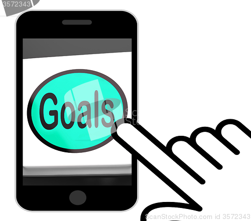 Image of Goals Button Displays Aims Objectives Or Aspirations