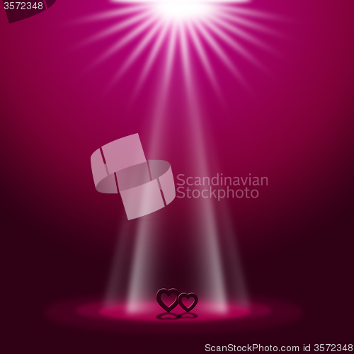 Image of Spotlight Red Represents Valentine Day And Entertainment