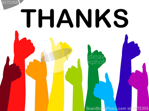 Image of Thumbs Up Means Thanks A Lot And Approved