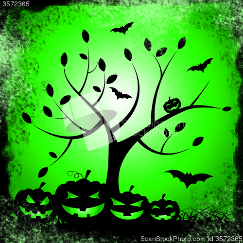 Image of Tree Halloween Represents Trick Or Treat And Environment