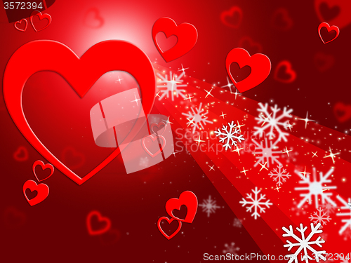 Image of Hearts Snowflake Means Valentines Day And Congratulation