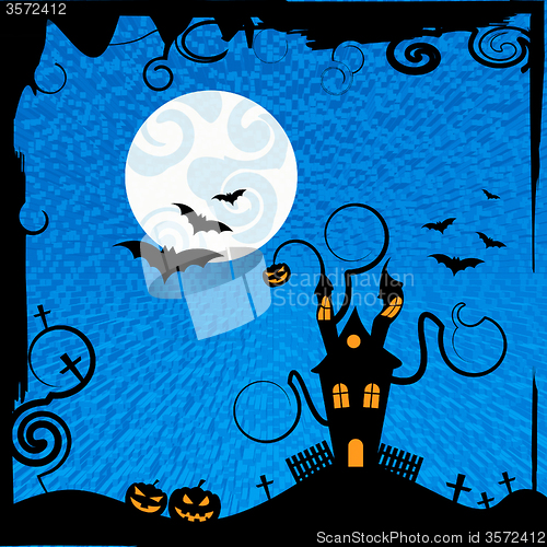 Image of Haunted House Means Trick Or Treat And Astronomy