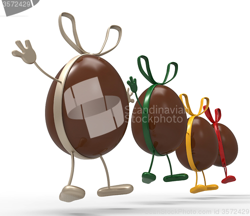 Image of Easter Eggs Shows Gift Bow And Choc
