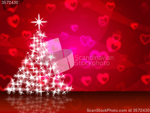 Image of Xmas Tree Shows Merry Christmas And Greeting
