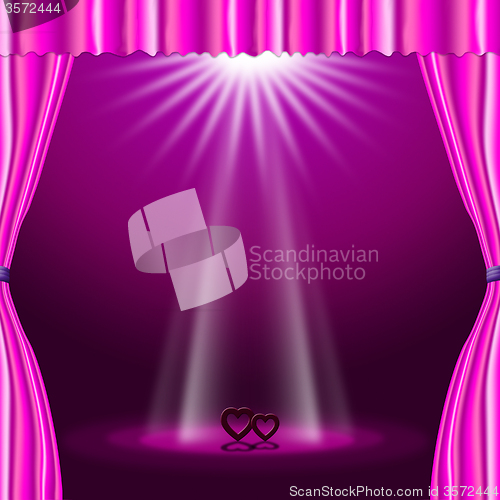 Image of Stage Spotlight Means Valentine Day And Affection