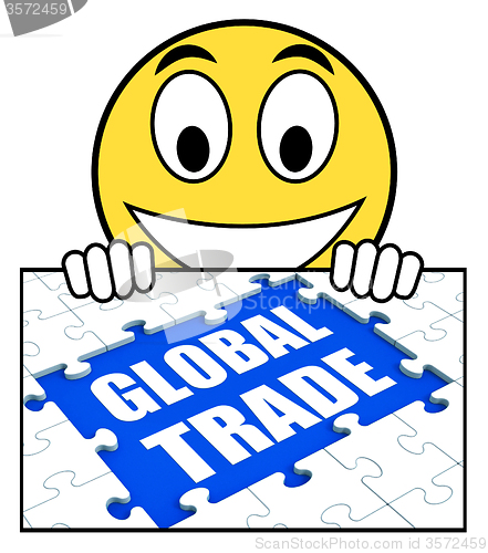 Image of Global Trade Sign Shows Online International Business