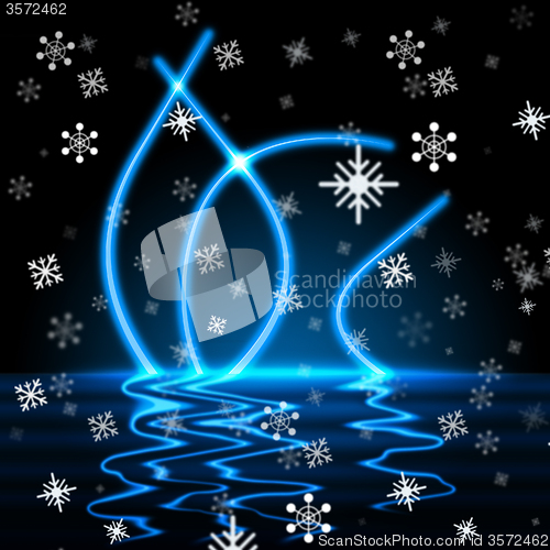 Image of Snowflake Lake Represents Merry Christmas And Blazing