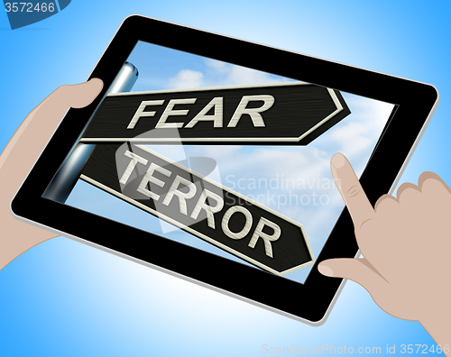 Image of Fear Terror Tablet Shows Frightened And Terrified