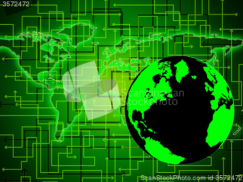 Image of World Computer Represents Network Server And Communication