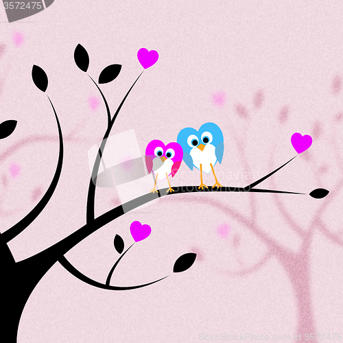Image of Heart Together Means Valentine\'s Day And Bird