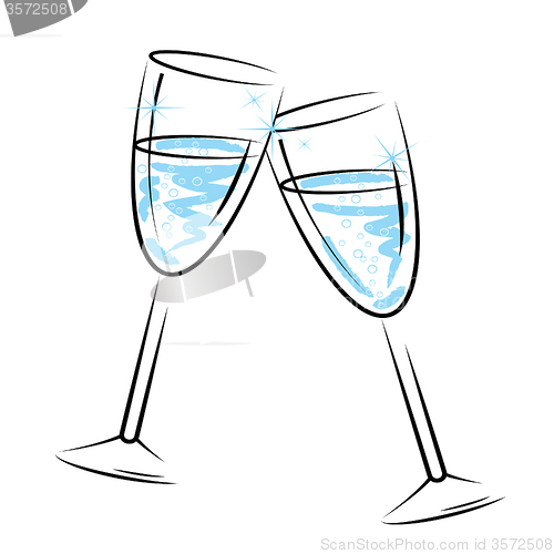 Image of Champagne Glasses Means Sparkling Wine And Celebration