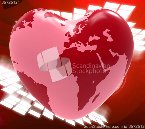 Image of Heart Globe Means Valentine\'s Day And Earth