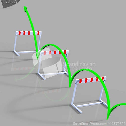 Image of Obstacle Hurdle Indicates Overcome Problems And 1St