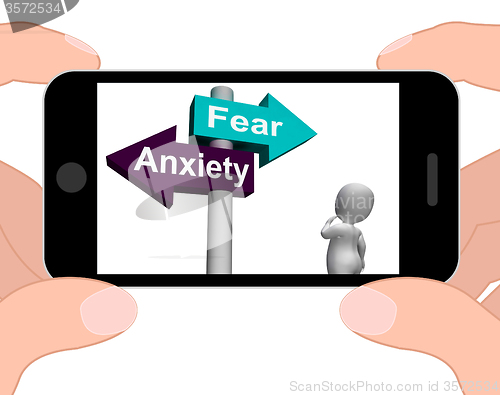 Image of Fear Anxiety Signpost Displays Fears And Panic