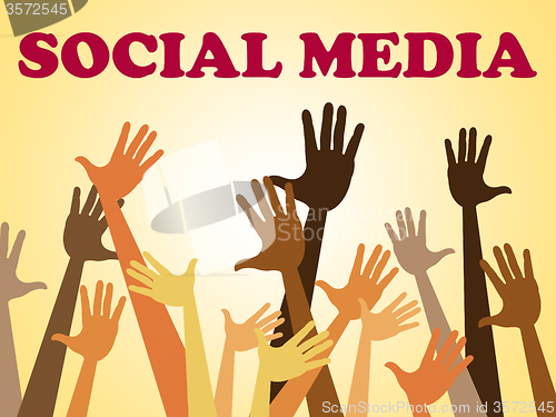 Image of Social Media Means Hands Together And Facebook