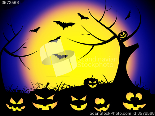 Image of Halloween Bats Represents Trick Or Treat And Autumn