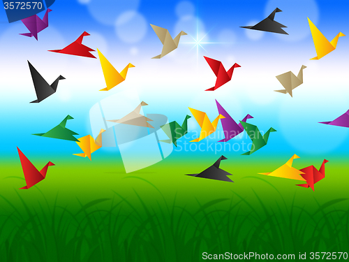 Image of Sky Flying Represents Flock Of Birds And Escaped