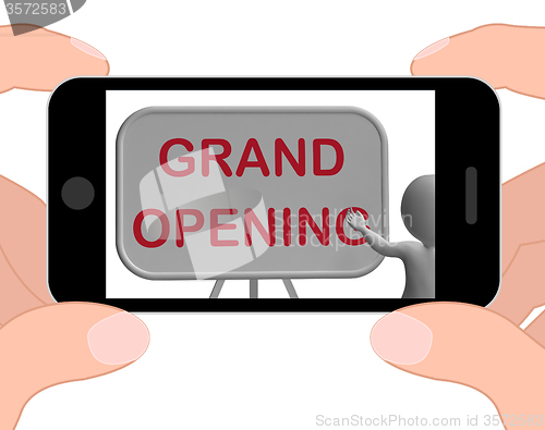 Image of Grand Opening Phone Shows New Store Open Celebration