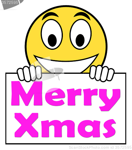 Image of Merry Xmas On Sign Means Happy Christmas