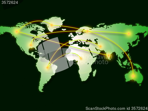 Image of World Map Represents Computer Network And Cartography