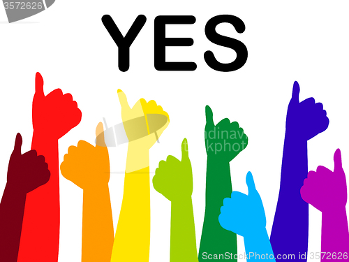 Image of Thumbs Up Indicates Agreeing Affirm And Confidence