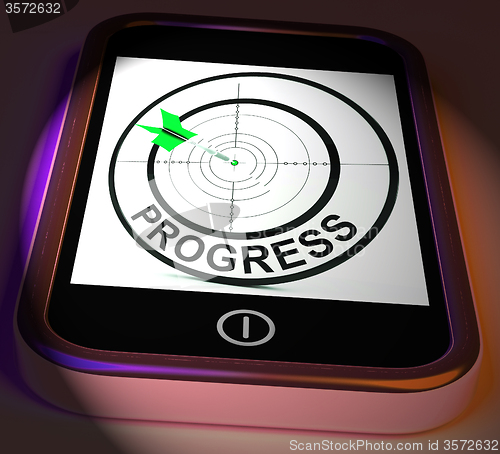 Image of Progress Smartphone Displays Advancement Improvement And Goals