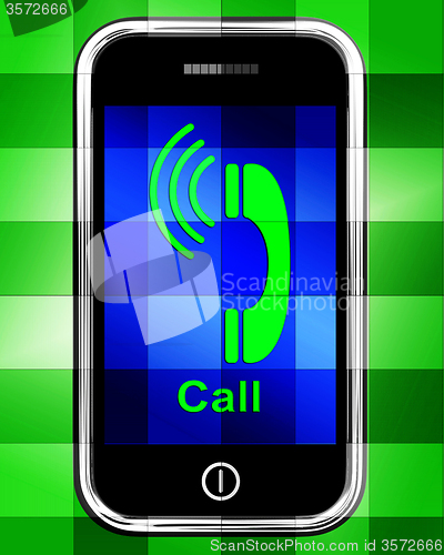 Image of Call  On Phone Displays Talk or Chat