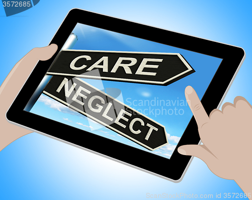 Image of Care Neglect Tablet Shows Caring Or Negligent