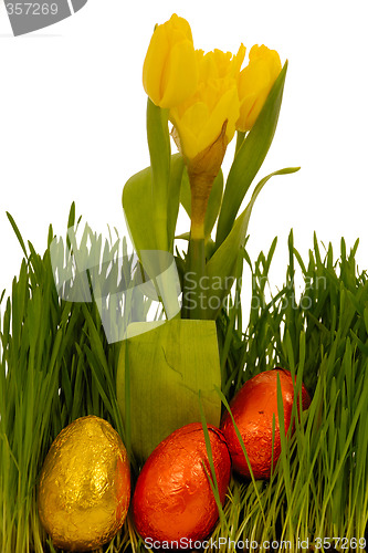 Image of Easter eggs and flowers