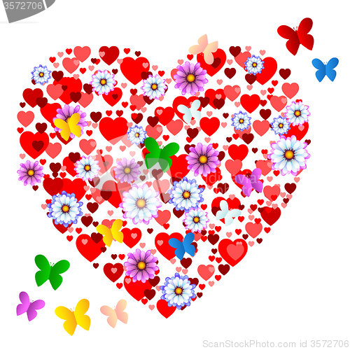 Image of Hearts Butterflies Shows Valentine Day And Animals
