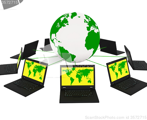 Image of Global Network Means Networking Monitor And Planet