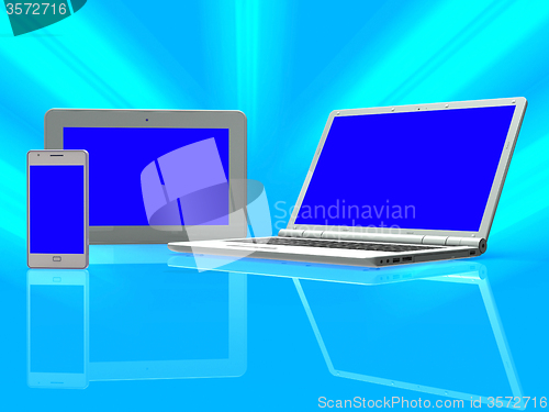 Image of Laptop Smartphone Means Tablet Pc And Cellphone