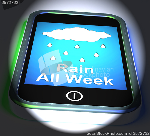 Image of Rain All Week On Phone Displays Wet  Miserable Weather