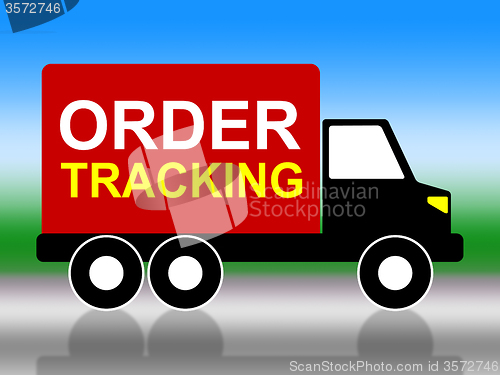 Image of Order Tracking Indicates Logistic Delivery And Moving