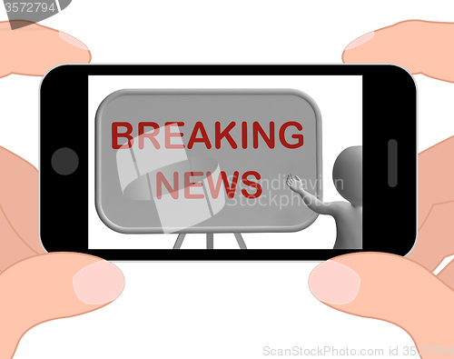 Image of Breaking News Phone Shows Major Developments And Bulletin