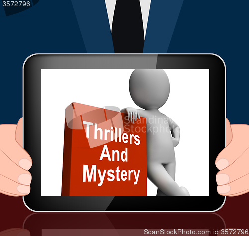 Image of Thrillers And Mystery Book With Character Displays Genre Fiction