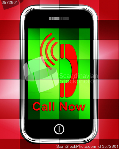 Image of Call Now On Phone Displays Talk or Chat