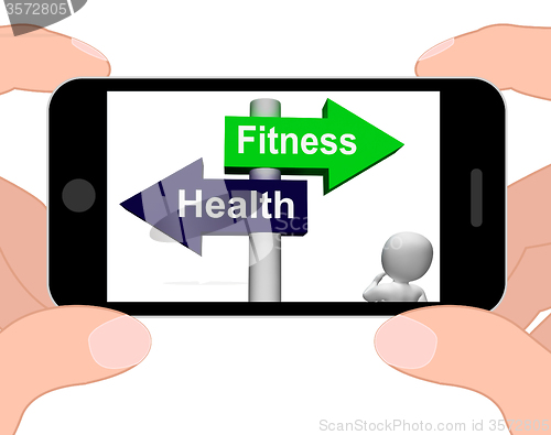 Image of Fitness Health Signpost Displays Healthy Lifestyle