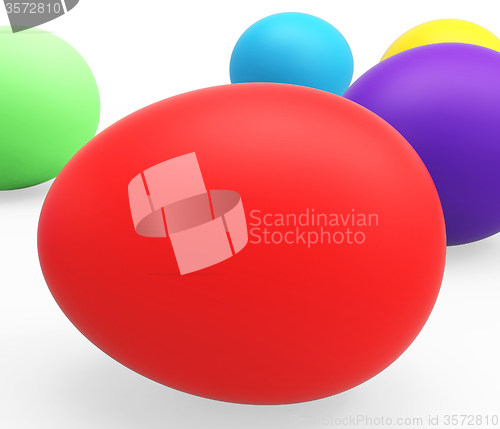 Image of Easter Eggs Represents Empty Space And Colorful