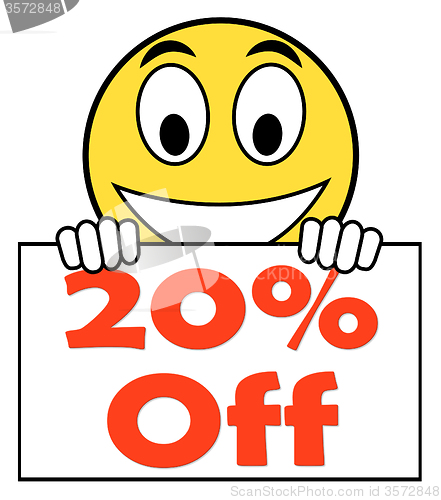 Image of Twenty Percent Sign Shows Sale Discount Or 20 Off