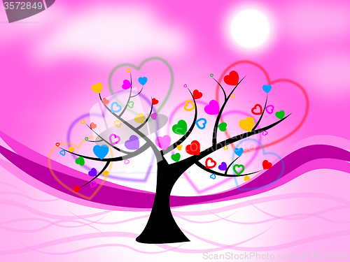 Image of Tree Heart Means Valentine\'s Day And Hearts