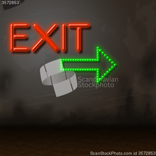 Image of Exit Neon Indicates Escaping Exits And Glow