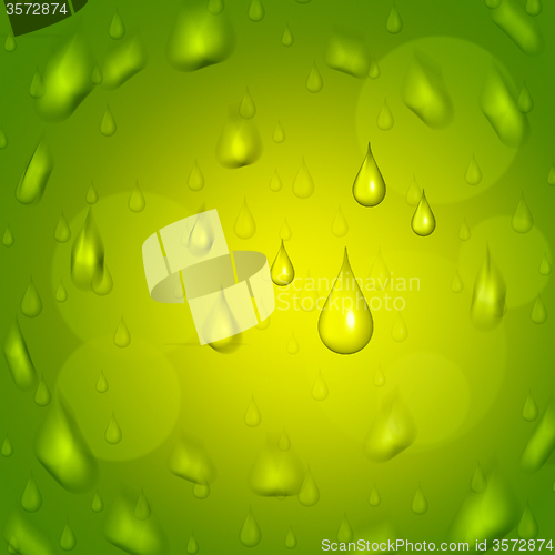 Image of Rain Drop Represents Droplet Precipitate And Green