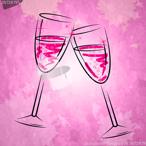 Image of Champagne Glasses Shows Sparkling Alcohol And Wineglass