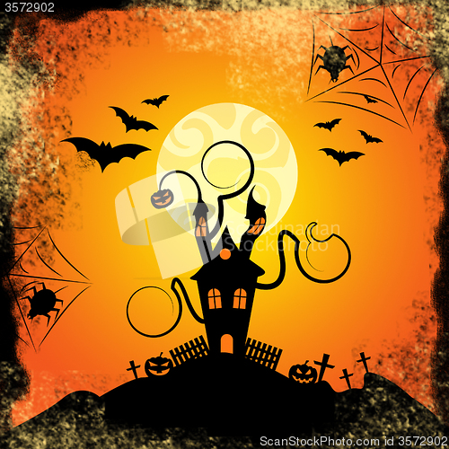 Image of Haunted House Indicates Trick Or Treat And Bats