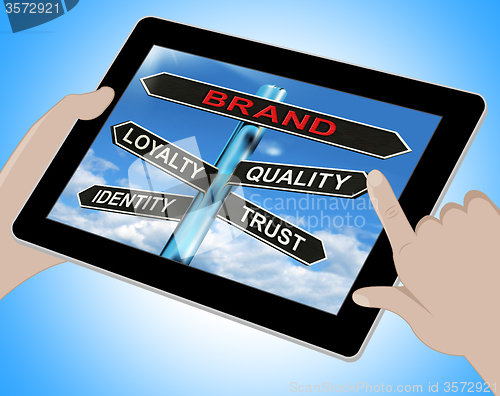 Image of Brand Tablet Shows Loyalty Identity Quality And Trust